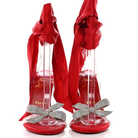 Christian Louboutin Astrinodo 100mm Embellished Ankle-Tie Sandals - Picture 1 of 8
